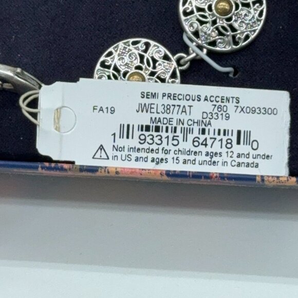 Lucky Brand Silver Tone Bracelet Filigree Discs Bronze Center 6.5" - 7" - Picture 3 of 5